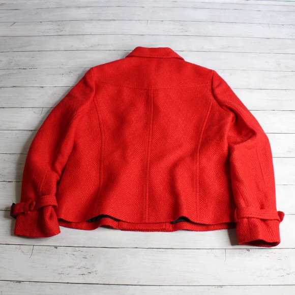 Jones New York Vintage Women's Peacoat Jacket Size M Red Tweed Wool Blend - Picture 8 of 9